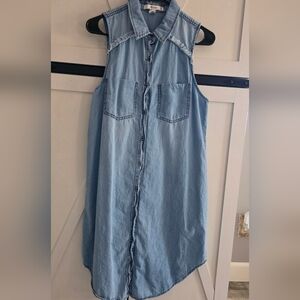 Sleeveless Denim Button-Down Dress